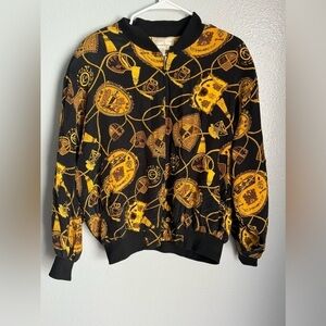 Spenser Jeremy Silk Bomber Jacket 90s Y2K Hip Hop Crest Chains Large